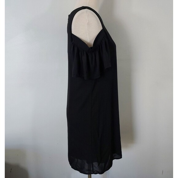 City Streets Dress Flowy Cold Shoulder Womens Size 8 Lined Keyhole Solid Black - Picture 6 of 13